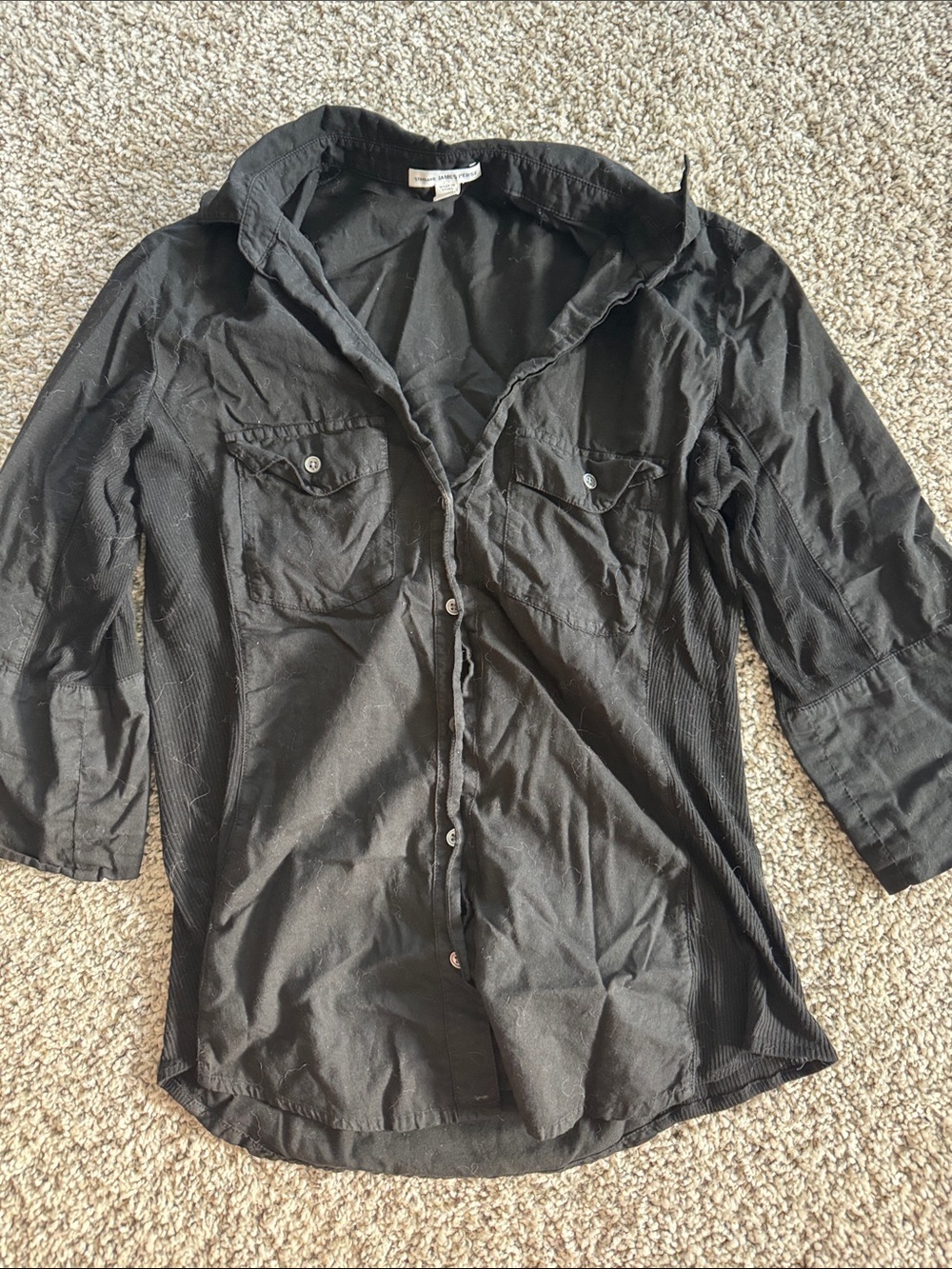Standard James Perse Size 2 Black Contrast Panel Button Down Shirt